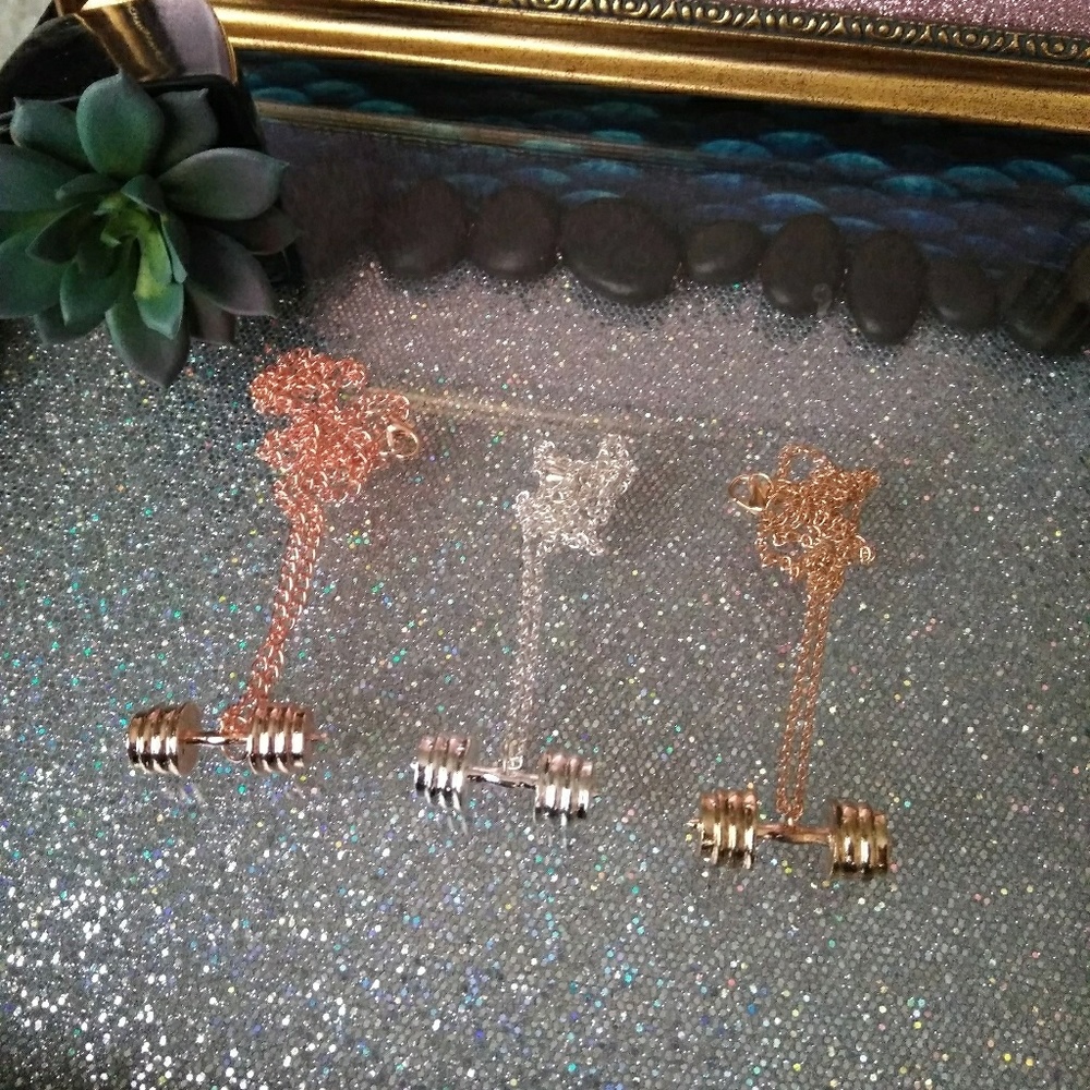 Restock💪Rose gold, Silver, Gold dumbbell necklace